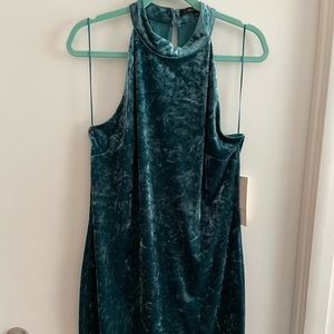 *NWT* Cynthia Steffe teal crushed velvet mini halter dress SZ: 12